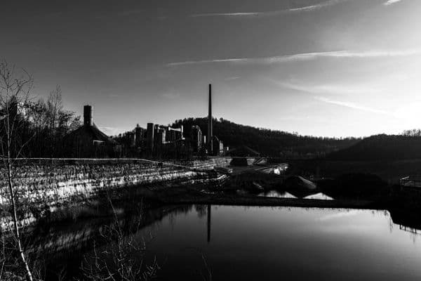 ENCI Chimney Reflected in Quarry Pond