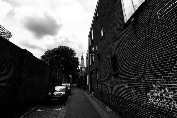Church Tower Through Haarlem Alley
